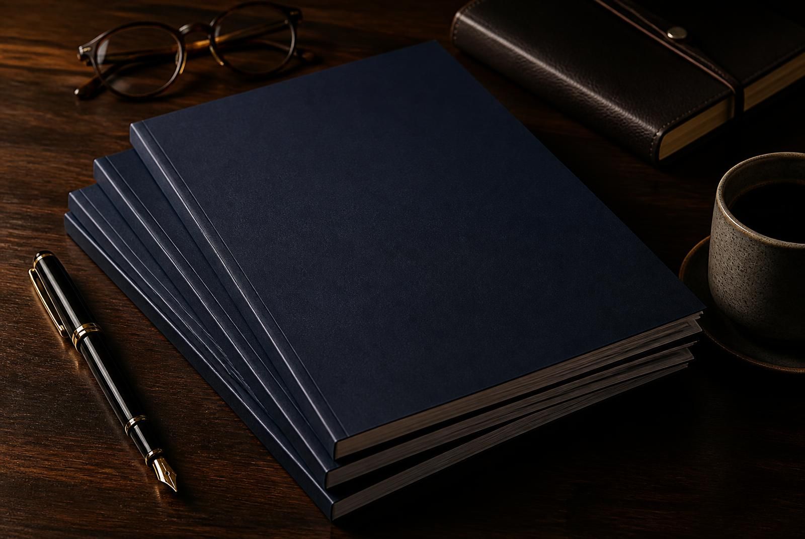 Printed leadership research reports on a desk